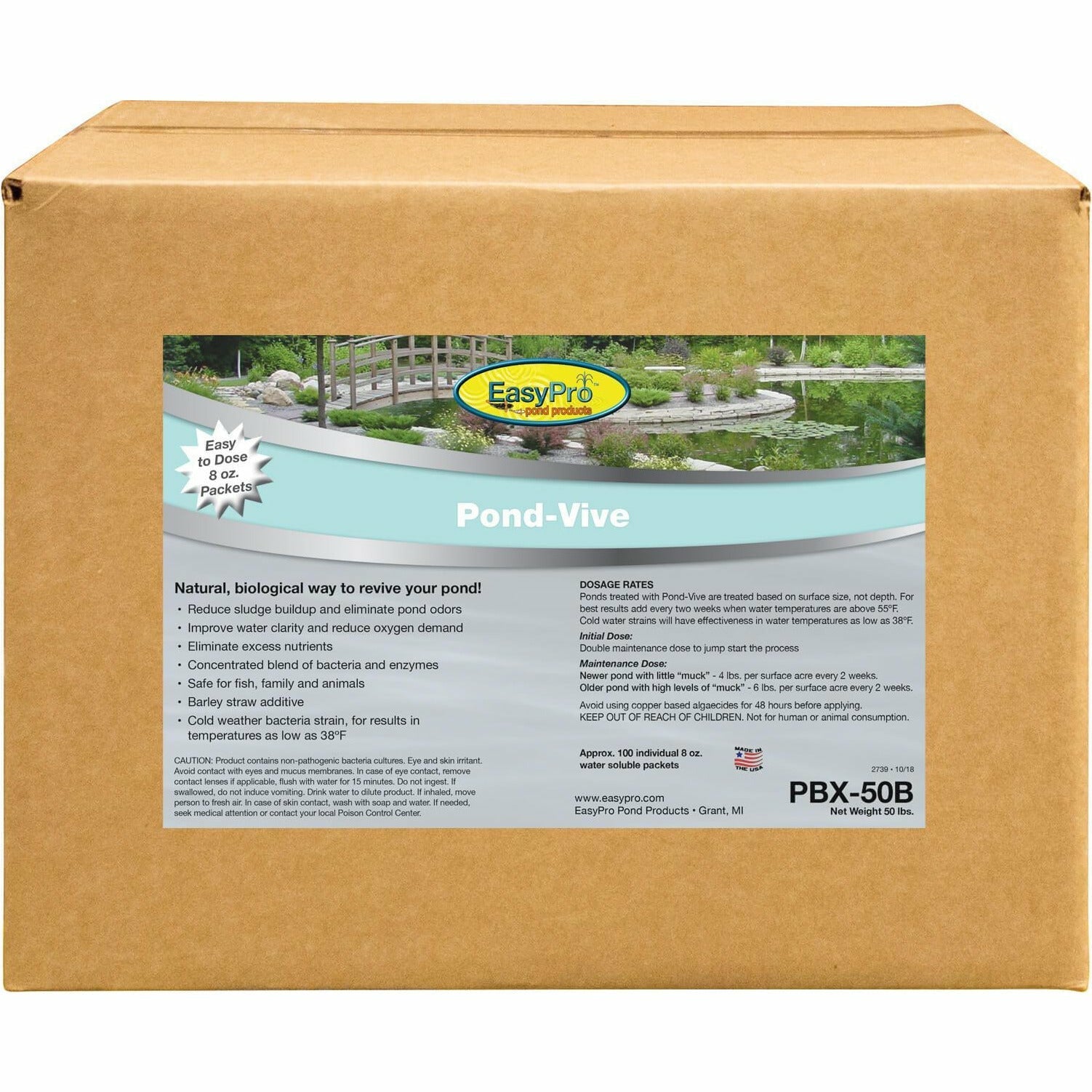 EasyPro: Pond-Vive Bacteria – 50lb box – 100ct. 8oz Water Soluble Packs
