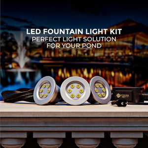 Superior Pond: WHITE LED Fountain Lights | 3LED6-100 | 3 - Fixture | 6-Watts Per Fixture | White LED Fountain Light Kit | 100ft Cord
