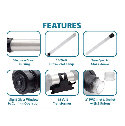 EasyPro Stainless Steel UV Clarifier – 150 Watts