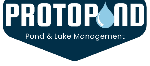 Protopond logo for pond and lake management with a blue droplet icon.