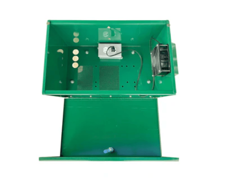 Scott Aerator: Steel Compressor Cabinet with Fan & Grounding Base