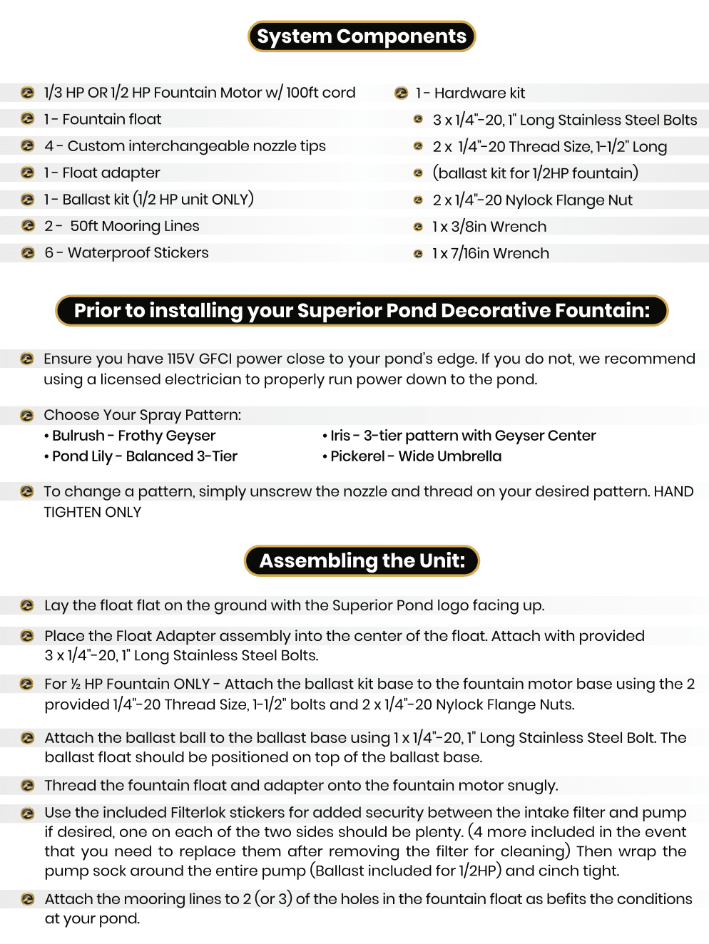 Superior Pond: SFX Floating Fountain - 100 Foot Cord